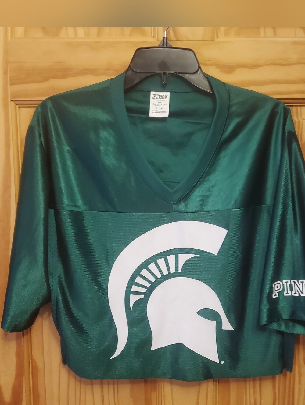 VICTORIA'S SECRET PINK Michigan State MSU Crop Cut Off Jersey Shirt Small